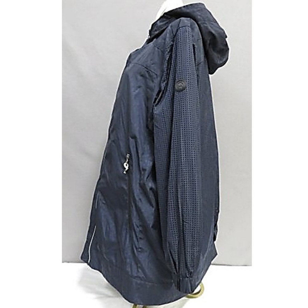MICHAEL KORS ZIP FRONT NAVY HOODED RAIN JACKET - Picture 3 of 4